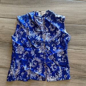 Floral Blue Sleeveless Top